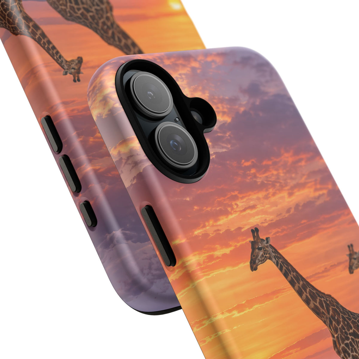 Giraffes in Rose Light iPhone Tough Case | giraffe landscape