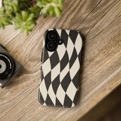 Harlequin Sway iPhone Tough Case | Black & White Harlequin