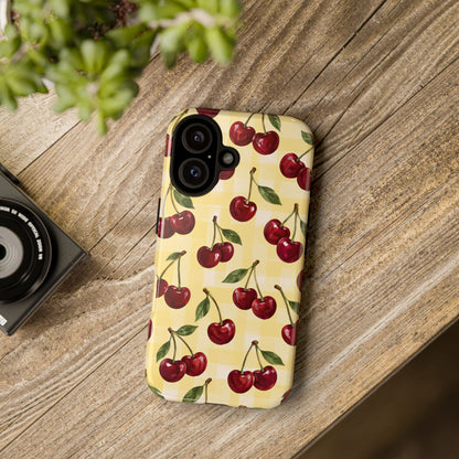 Cherry Gingham iPhone Tough Case | Cherry Picnic