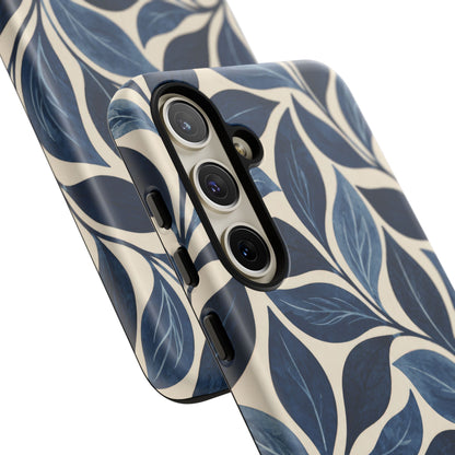 Indigo Folia Samsung Galaxy Tough Case | Indigo & Ivory Leaf Pattern