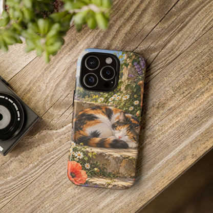Garden Nap iPhone Tough Case | calico cat