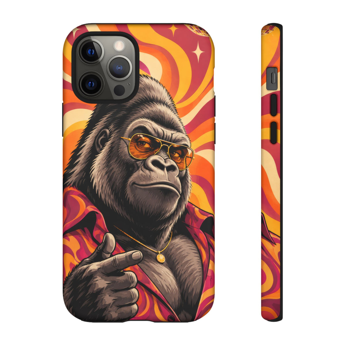 Velvet Groove iPhone Tough Case | Retro Disco Gorilla Art