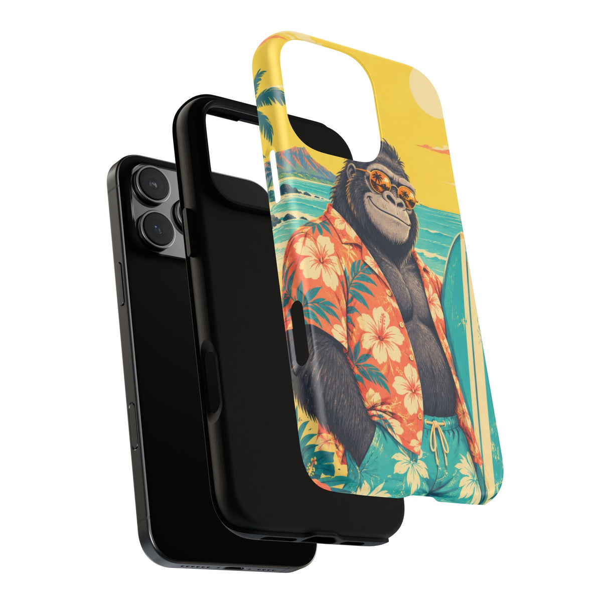 Banana Break iPhone Tough Case | Retro Surf Gorilla Art