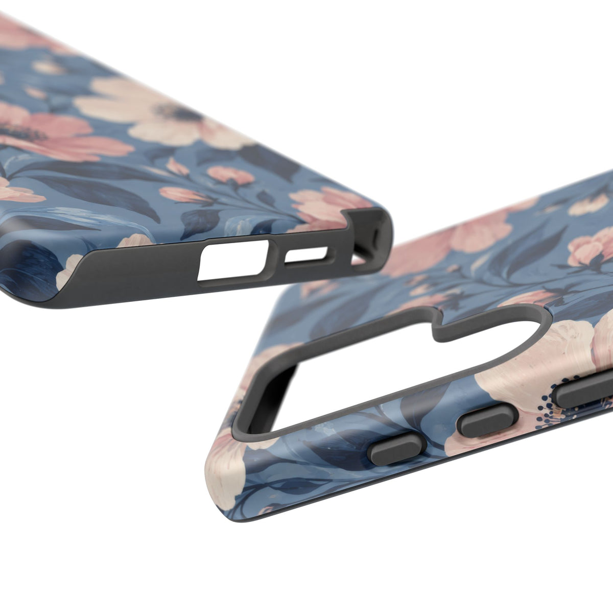Dusk Blossom Samsung Galaxy Tough Case | Pink & Ivory Floral on Blue
