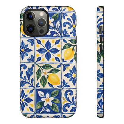 Blue Lemon Tile iPhone Tough Case | Azulejo Orchard