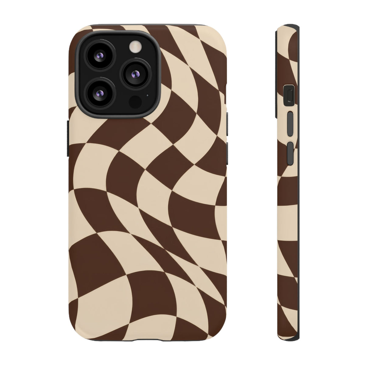 Espresso Wave iPhone Tough Case | brown checkerboard