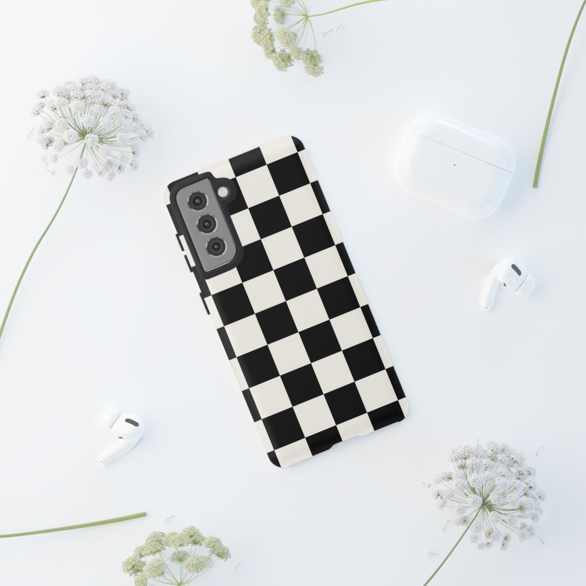 Classic Check Samsung Galaxy Tough Case | Black & White Checkerboard