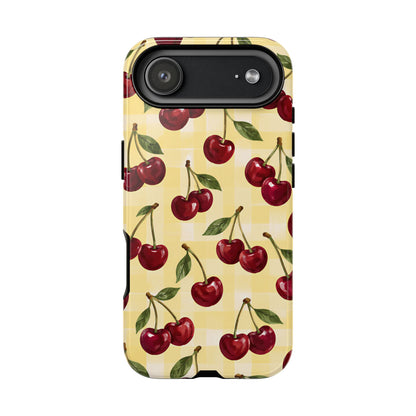 Cherry Gingham iPhone Tough Case | Cherry Picnic