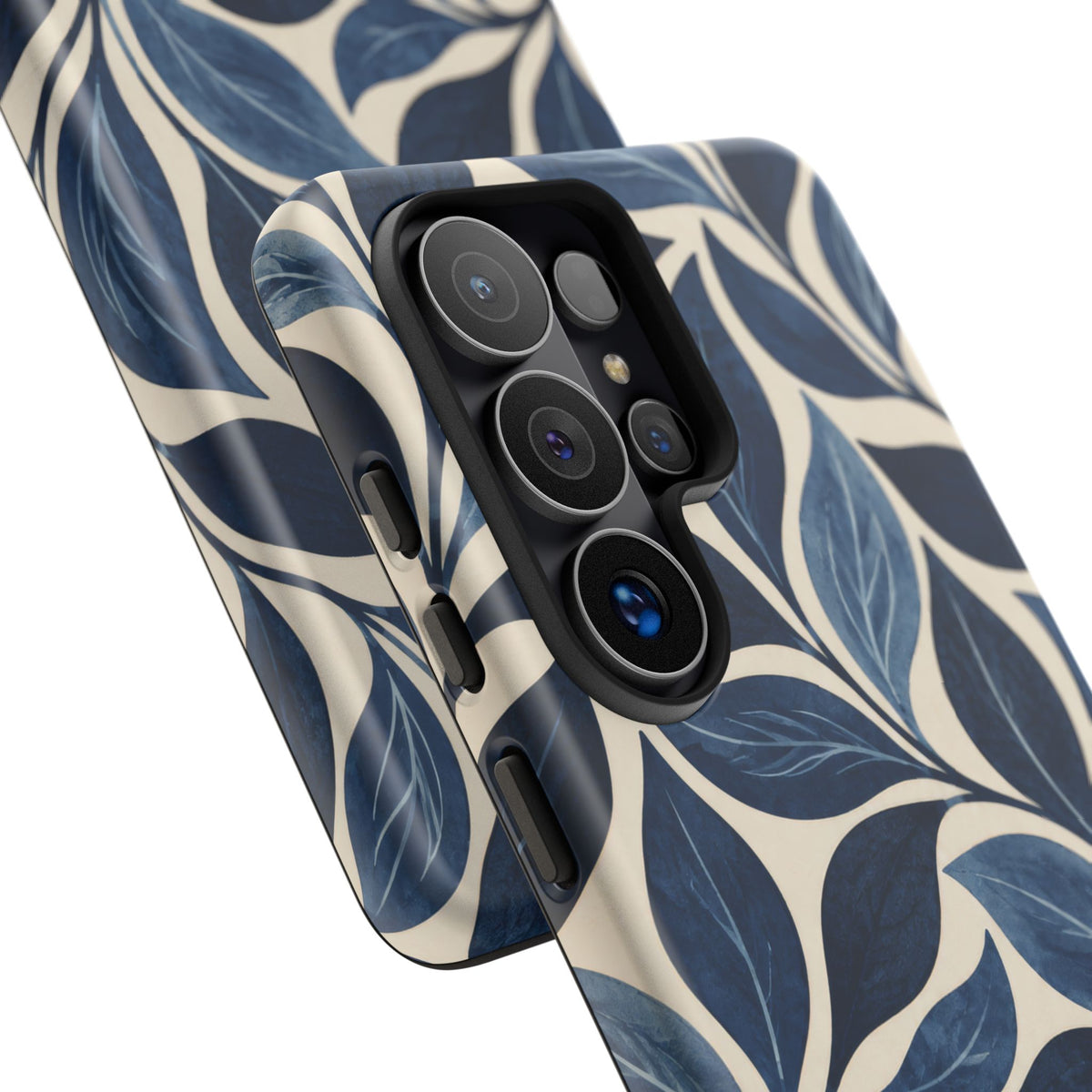 Indigo Folia Samsung Galaxy Tough Case | Indigo & Ivory Leaf Pattern