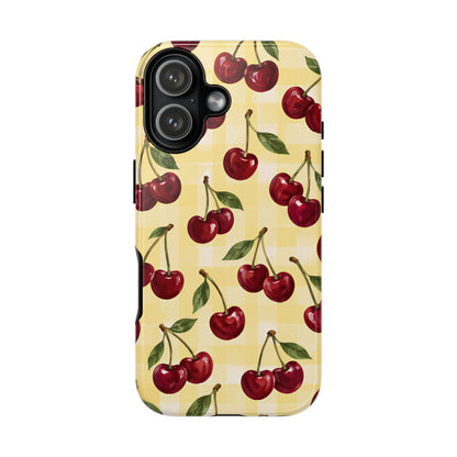 Cherry Gingham iPhone Tough Case | Cherry Picnic