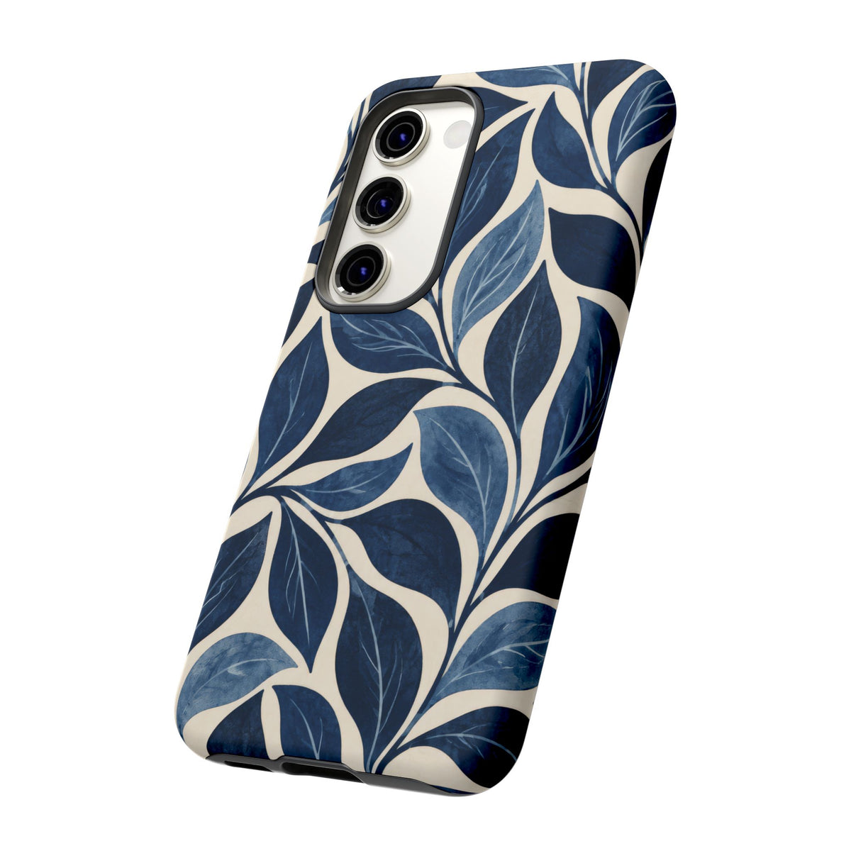 Indigo Folia Samsung Galaxy Tough Case | Indigo & Ivory Leaf Pattern