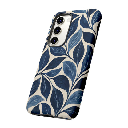 Indigo Folia Samsung Galaxy Tough Case | Indigo & Ivory Leaf Pattern