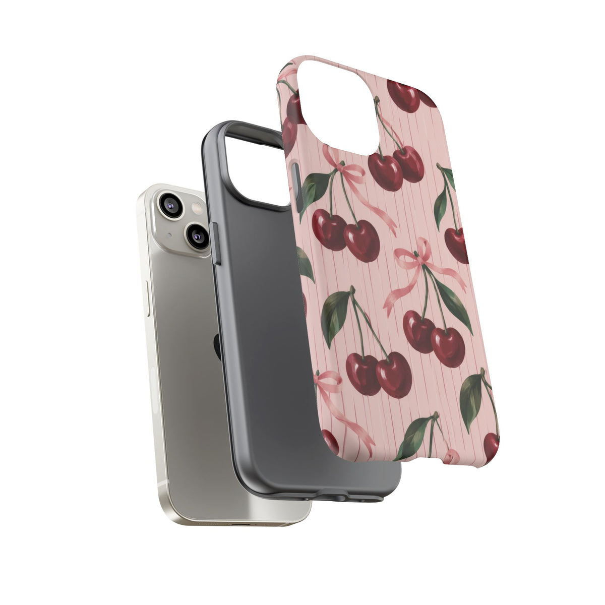 Cherry Ribbon iPhone Tough Case | cherry print