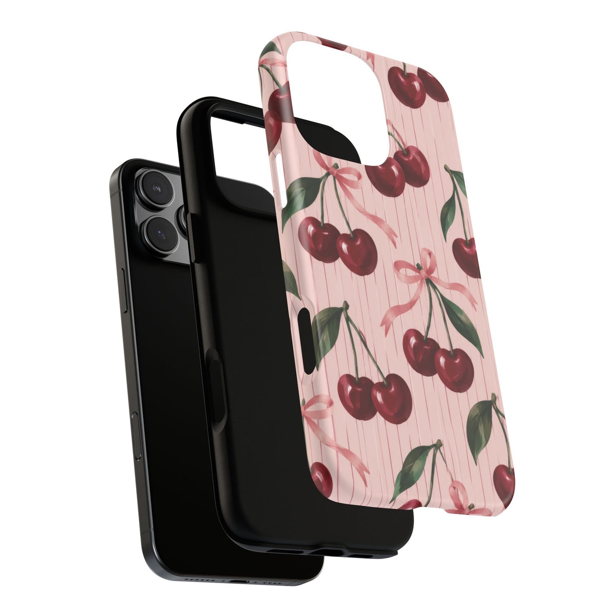 Cherry Ribbon iPhone Tough Case | cherry print