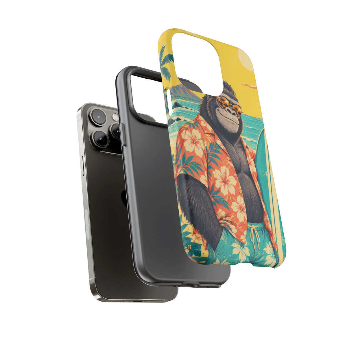 Banana Break iPhone Tough Case | Retro Surf Gorilla Art