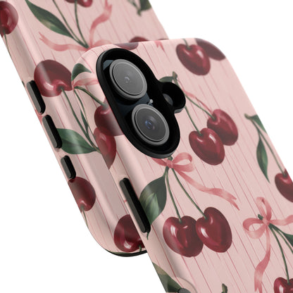 Cherry Ribbon iPhone Tough Case | cherry print