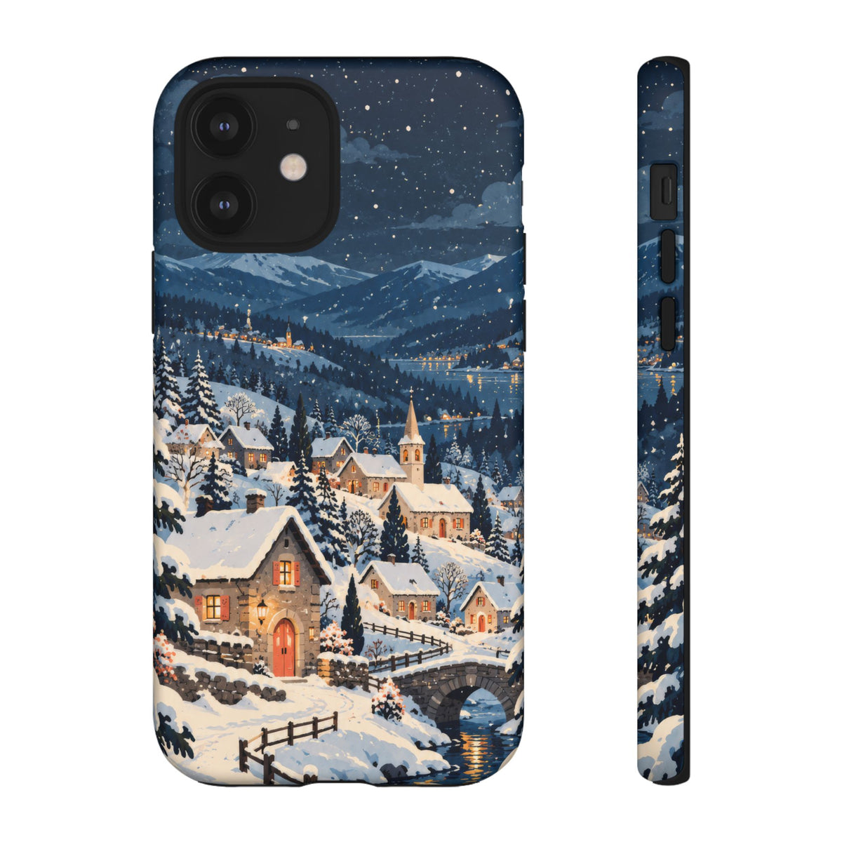 Snowfall on Juniper Lane iPhone Tough Case | christmas village