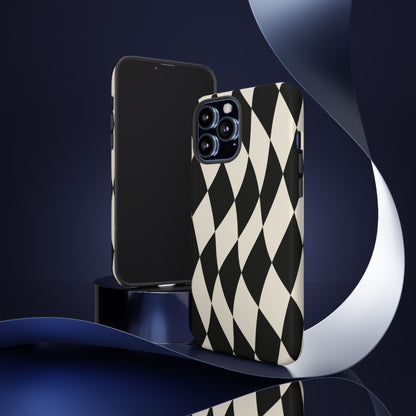 Harlequin Sway iPhone Tough Case | Black & White Harlequin