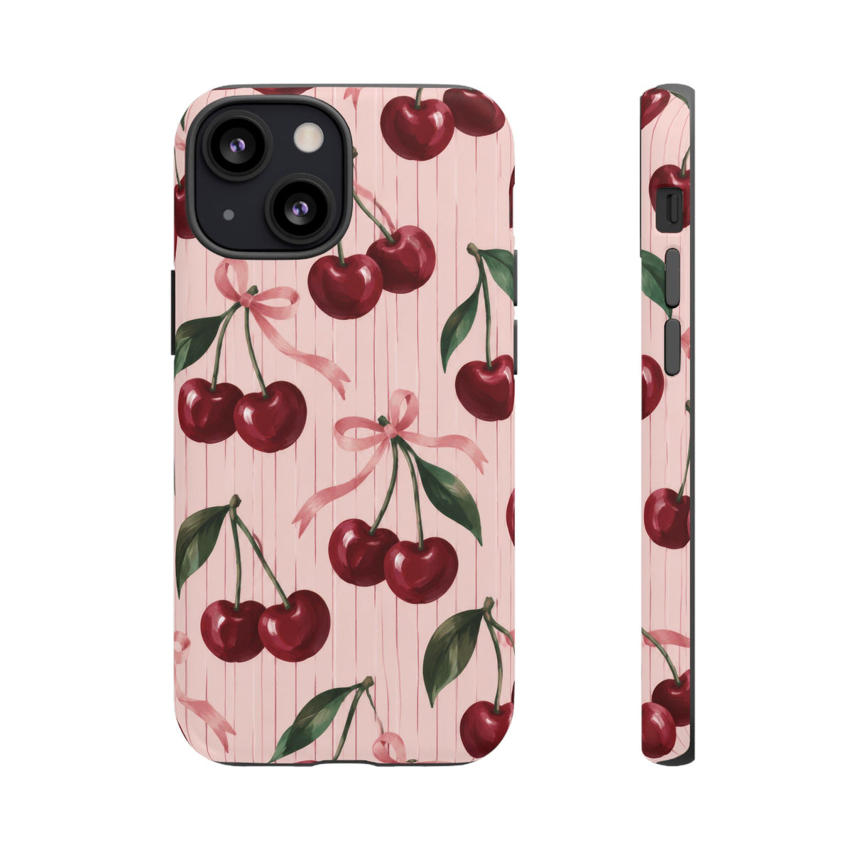 Cherry Ribbon iPhone Tough Case | cherry print