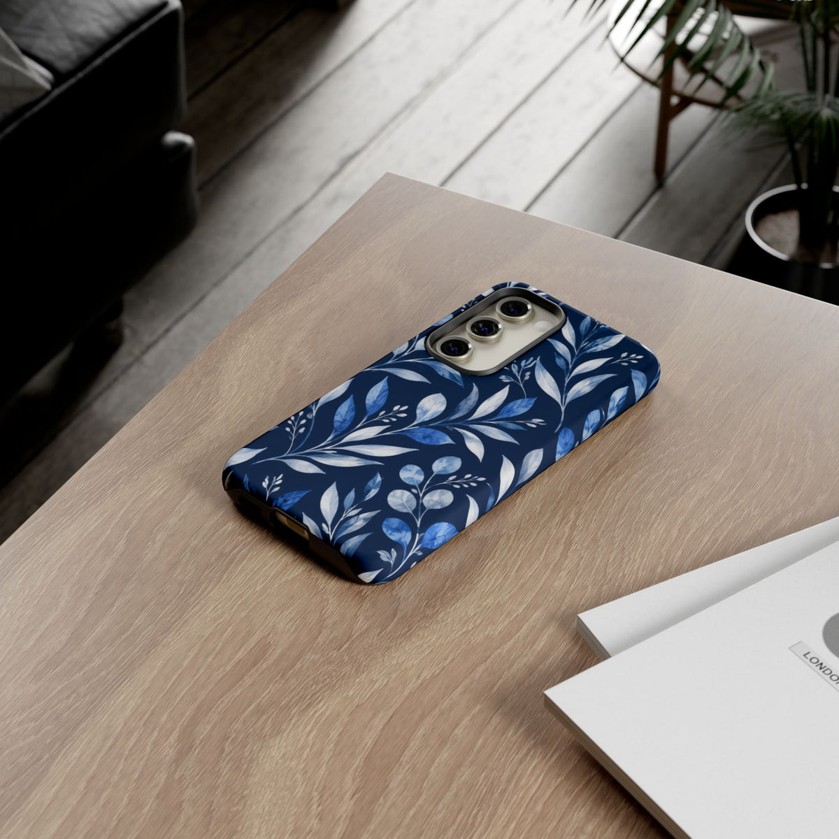Blue Hour Botanical Samsung Galaxy Tough Case | Blue Botanical Leaf Pattern