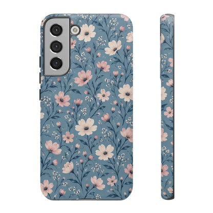 Blue Meadow Samsung Galaxy Tough Case | Pink & Ivory Floral on Blue