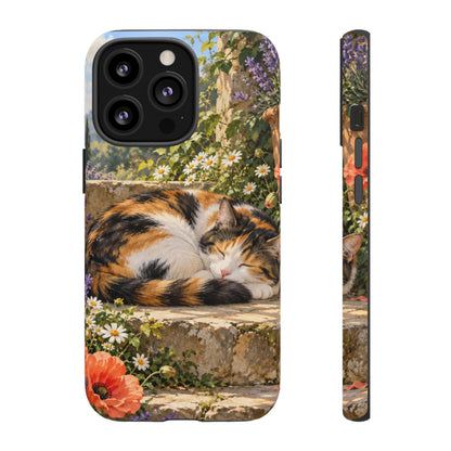 Garden Nap iPhone Tough Case | calico cat