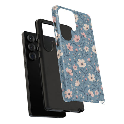 Blue Meadow Samsung Galaxy Tough Case | Pink & Ivory Floral on Blue