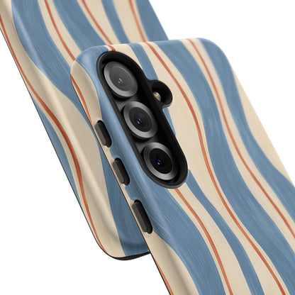 Blue Wavy Stripe Samsung Galaxy Tough Case | Riviera Ribbons