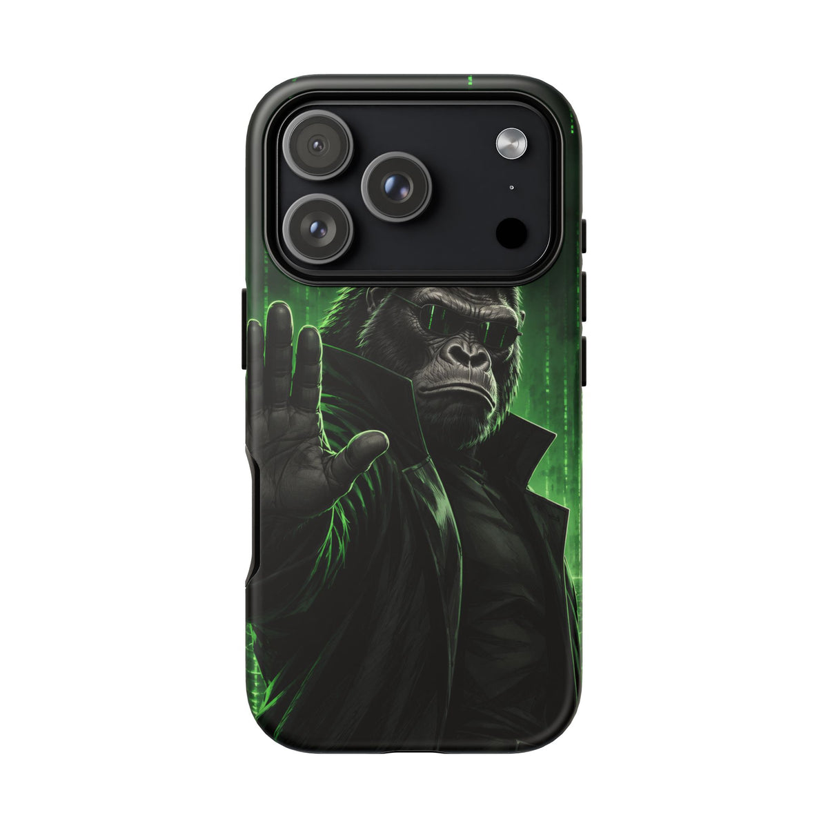 Cyberpunk Gorilla iPhone Tough Case | Neon Code Silverback