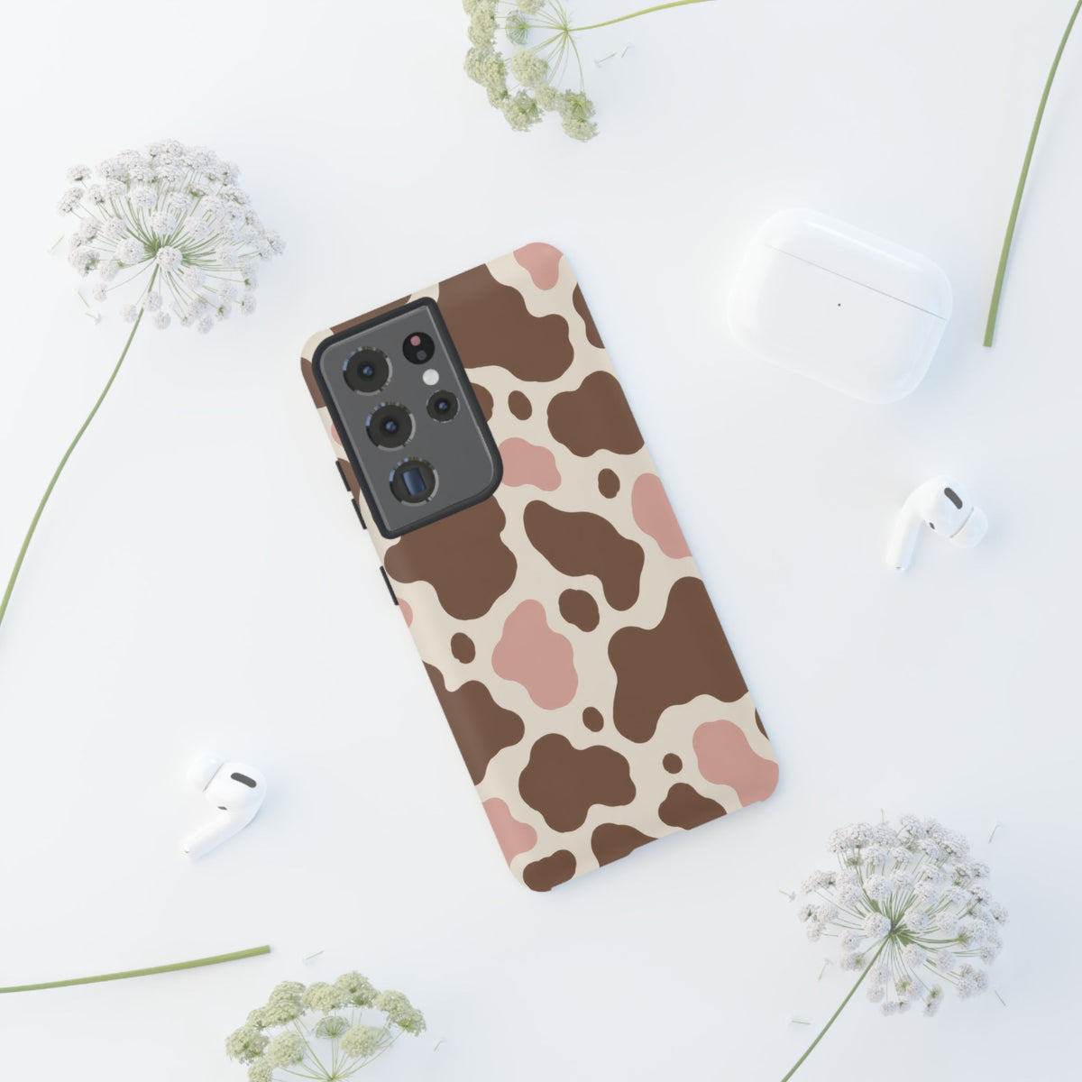 Mocha Blush Samsung Galaxy Tough Case | Brown & Pink Cow Print