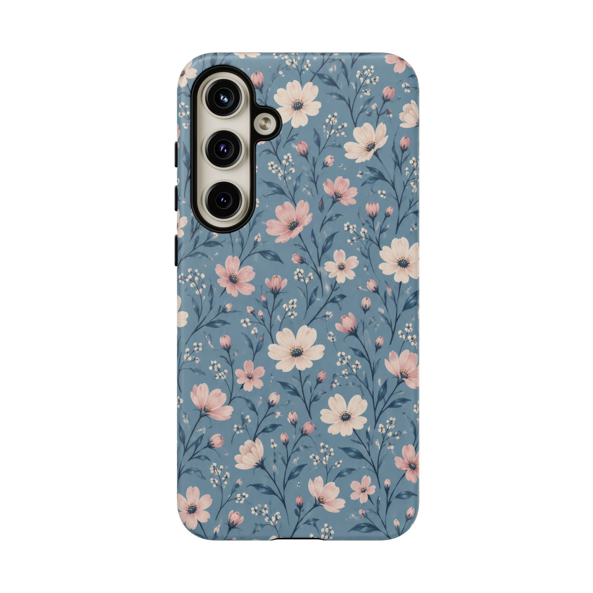 Blue Meadow Samsung Galaxy Tough Case | Pink & Ivory Floral on Blue