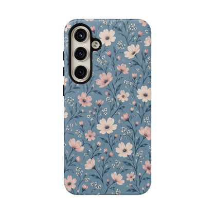Blue Meadow Samsung Galaxy Tough Case | Pink & Ivory Floral on Blue