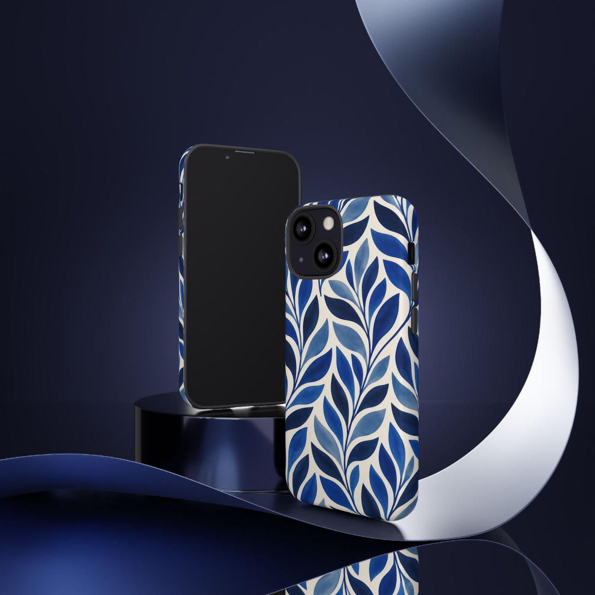 Cobalt Current iPhone Tough Case | Cobalt Blue Leaf Pattern