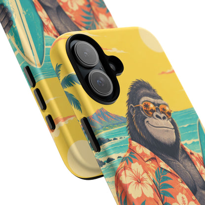 Banana Break iPhone Tough Case | Retro Surf Gorilla Art