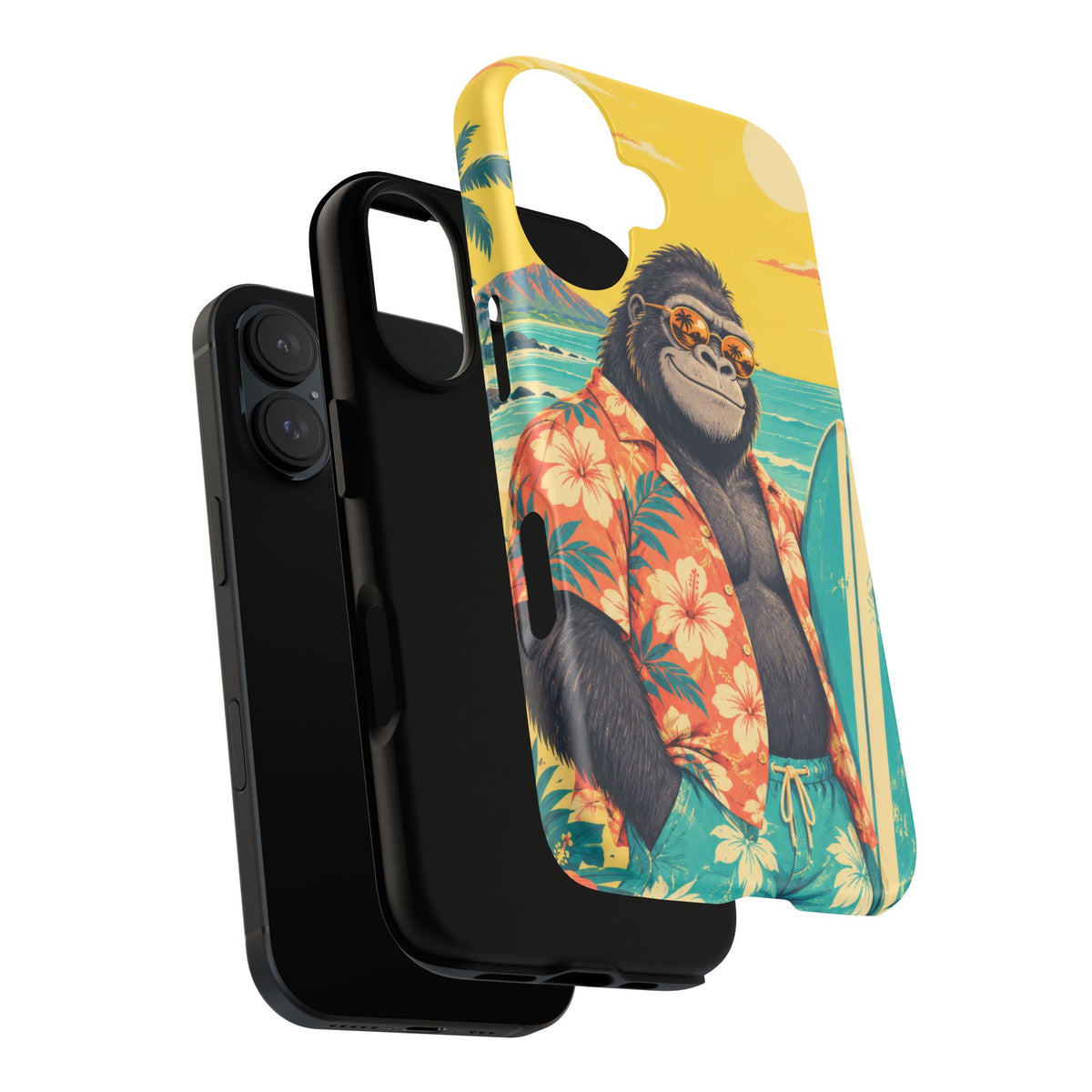 Banana Break iPhone Tough Case | Retro Surf Gorilla Art
