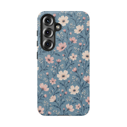 Blue Meadow Samsung Galaxy Tough Case | Pink & Ivory Floral on Blue
