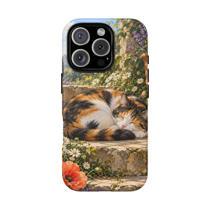 Garden Nap iPhone Tough Case | calico cat