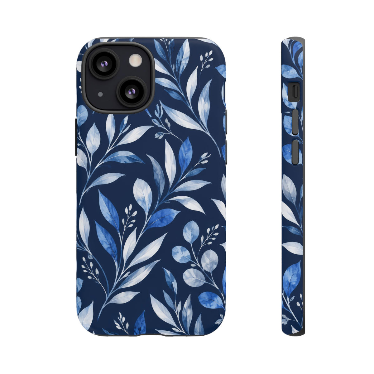 Blue Hour Botanical iPhone Tough Case | Blue Botanical Leaf Pattern