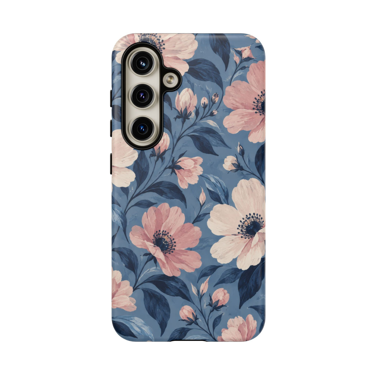 Dusk Blossom Samsung Galaxy Tough Case | Pink & Ivory Floral on Blue