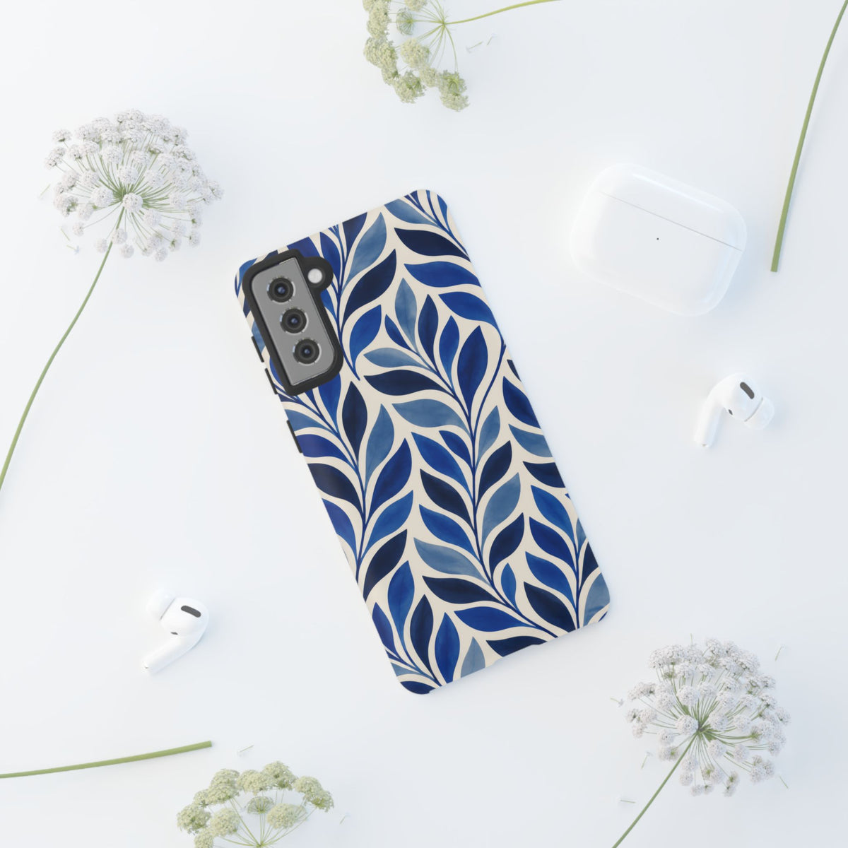 Cobalt Current Samsung Galaxy Tough Case | Cobalt Blue Leaf Pattern