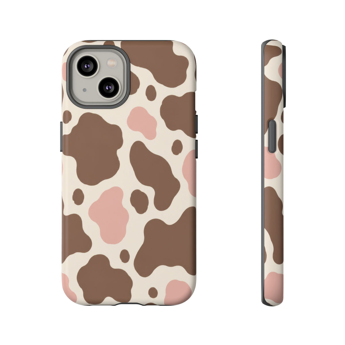 Mocha Blush iPhone Tough Case | Brown & Pink Cow Print
