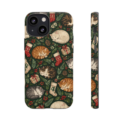 Christmas Cat Naps iPhone Tough Case | christmas cats