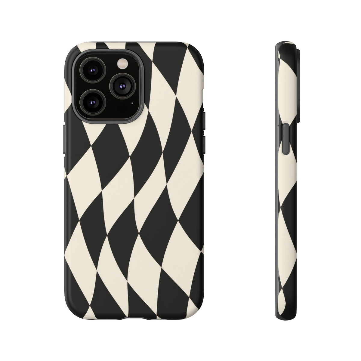 Harlequin Sway iPhone Tough Case | Black & White Harlequin