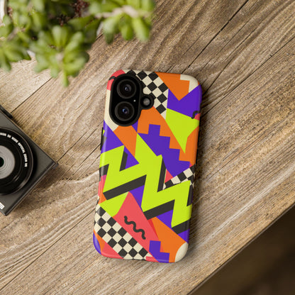Acid Arcade iPhone Tough Case | Bright Retro Geometry