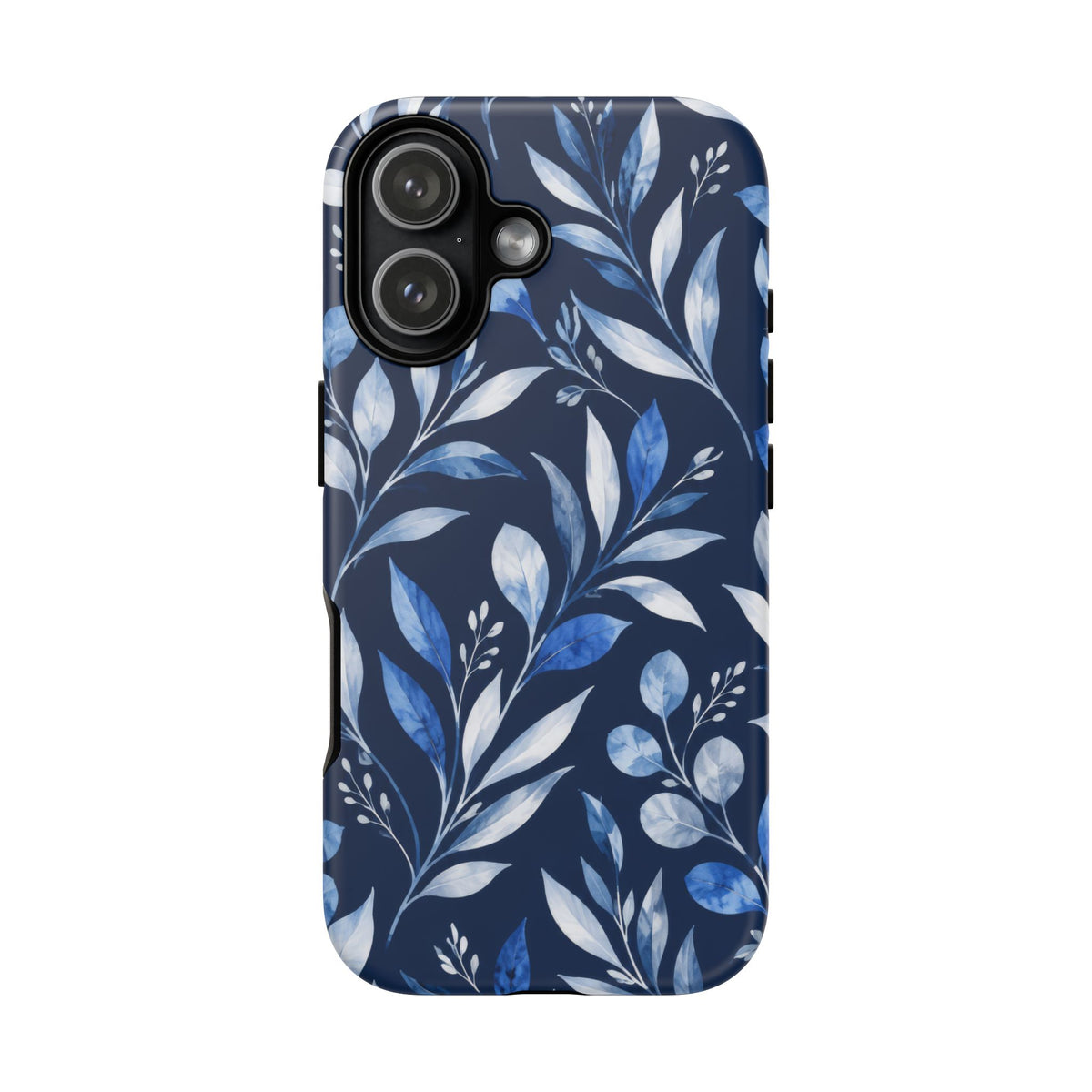 Blue Hour Botanical iPhone Tough Case | Blue Botanical Leaf Pattern