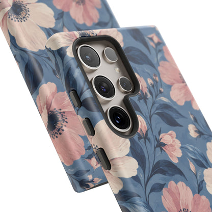 Dusk Blossom Samsung Galaxy Tough Case | Pink & Ivory Floral on Blue