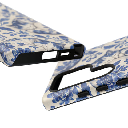Porcelain Paws Samsung Galaxy Tough Case | blue cat pattern
