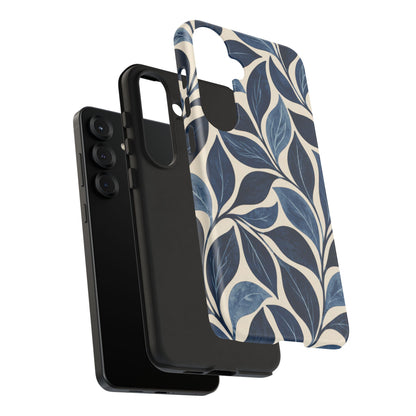 Indigo Folia Samsung Galaxy Tough Case | Indigo & Ivory Leaf Pattern