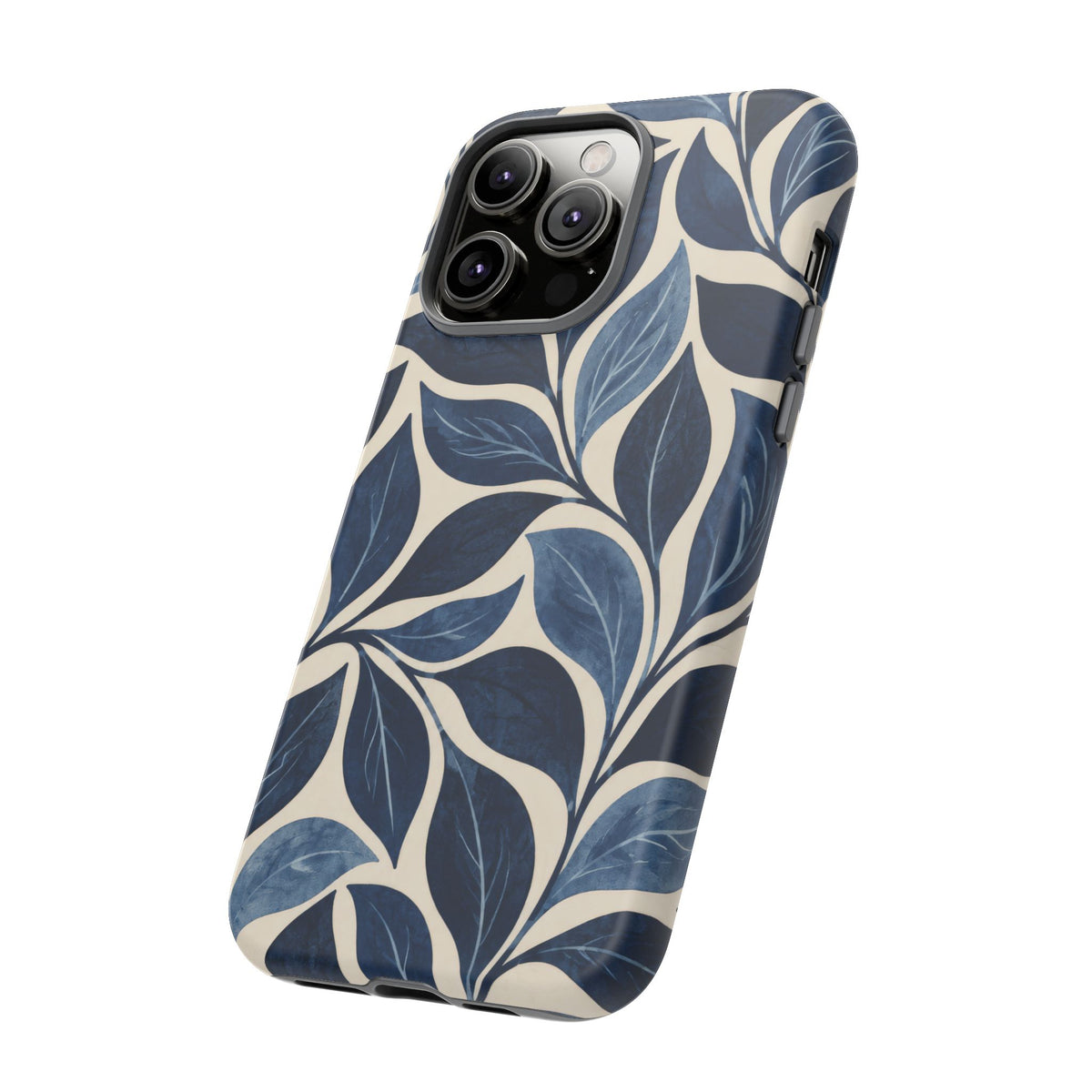 Indigo Folia iPhone Tough Case | Indigo & Ivory Leaf Pattern