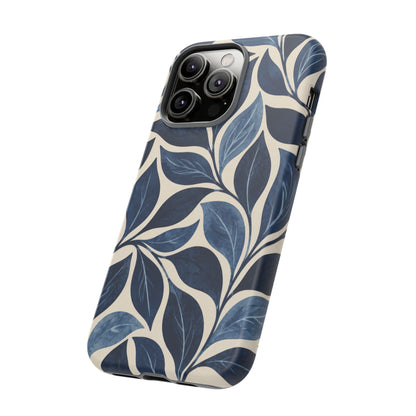 Indigo Folia iPhone Tough Case | Indigo & Ivory Leaf Pattern